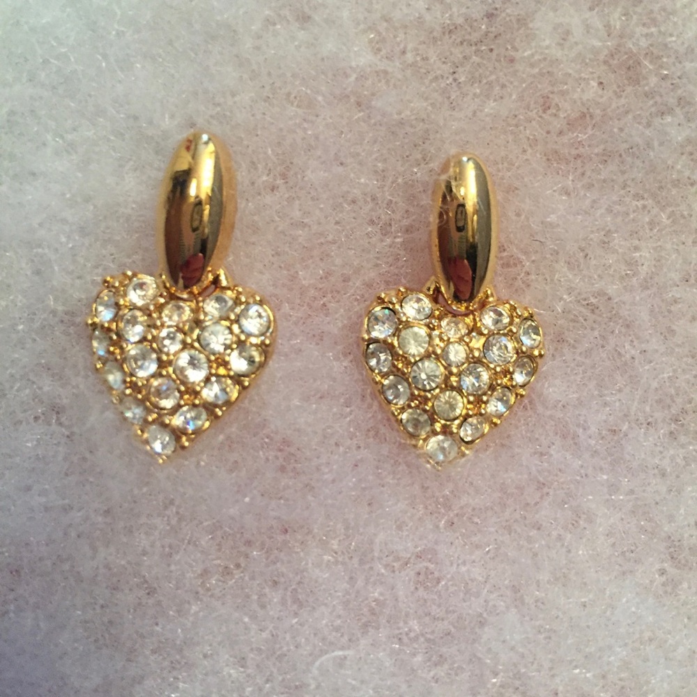 Gold Heart Crystal Earrings